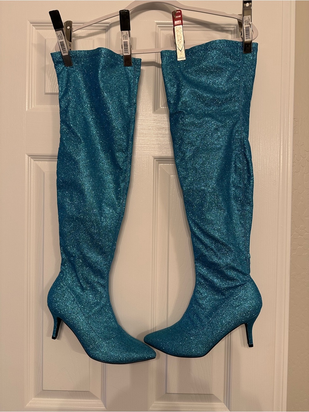 Perphy Sparkle Teal Knee-High Women's Boots